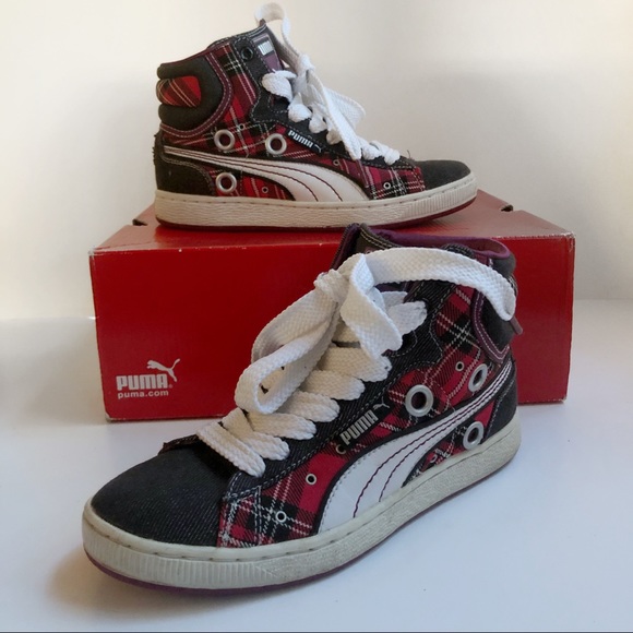 Puma Shoes - First round plaid; high top Puma; Size 5.5